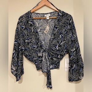 Tropical Blue Tie Top size small